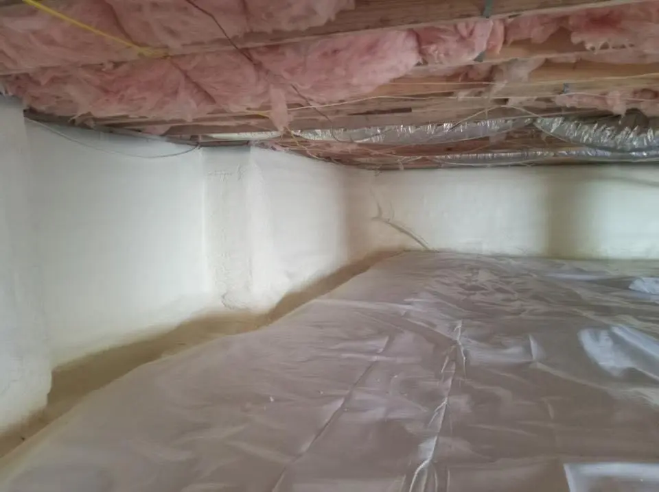 Crawl space encapsulation with closed-cell spray foam for Metal Roof Coating in Meadow Woods